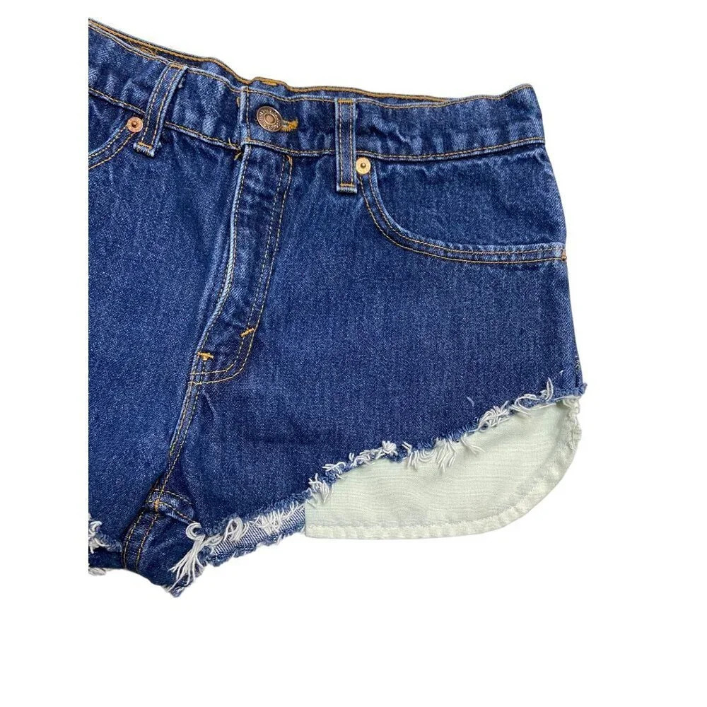Vintage Levi’s 555 90's Cut Off Denim Jean Shorts-sz 7 (waist 27) - Picture 8 of 8